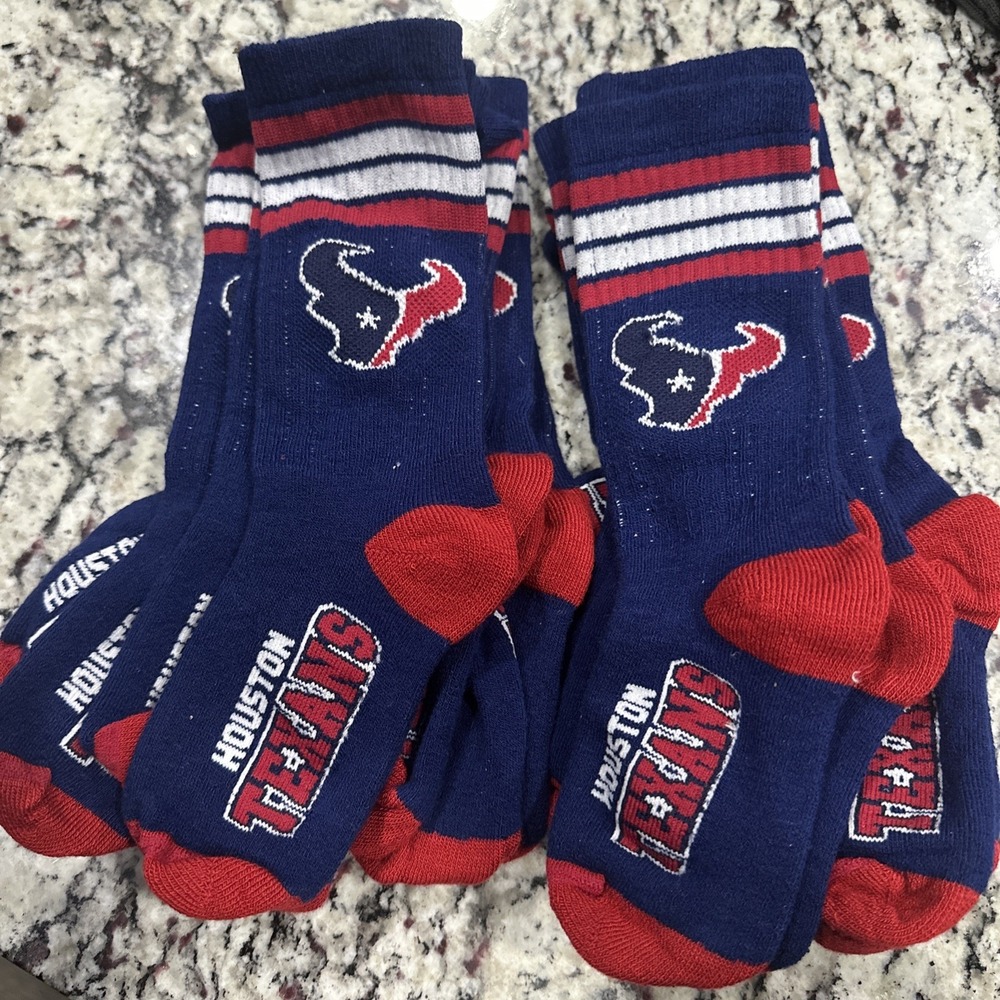 10 Pair Of Houston Texans‎ NFL Blue Logo Crew Kids Socks